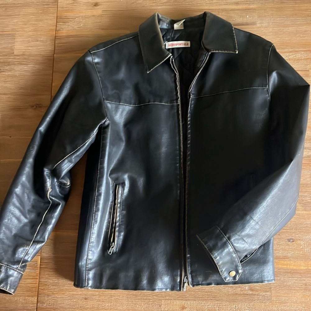 Aéropostale Vegan Leather Coat Mens Lg